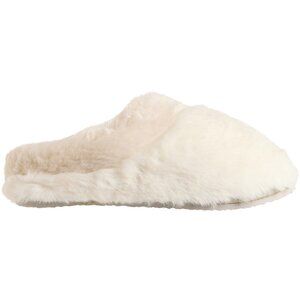 NEW Lemon Tipped Faux-Fur Scuff Slippers in Medium white For Women 1125 1s1